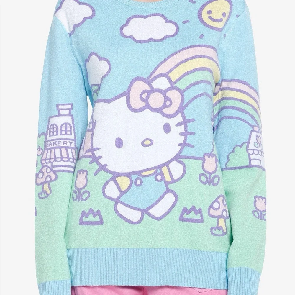Sanrio Hello Kitty Rainbow Sweater - Blue and Green - Picture 1 of 8